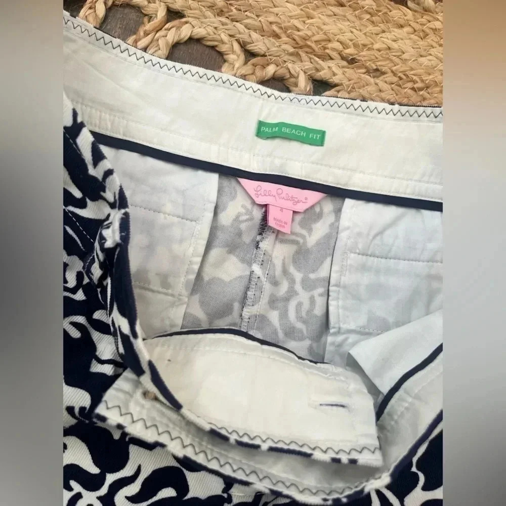Lilly Pulitzer Horse Of Course + Floral Corduroy Capris Palm Beach Fit Size 4 - Picture 15 of 16
